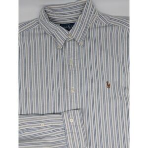 Ralph Lauren Men's‎ size Large Button-Down Long Sleeve Blue Stripe Shirt